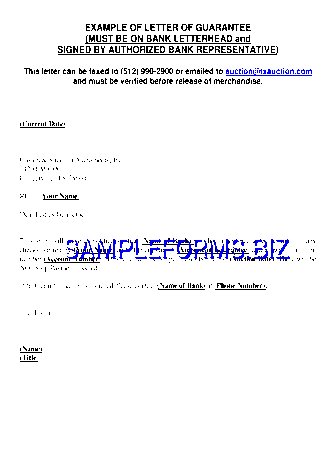 Guarantee Letter Sample 1 pdf free